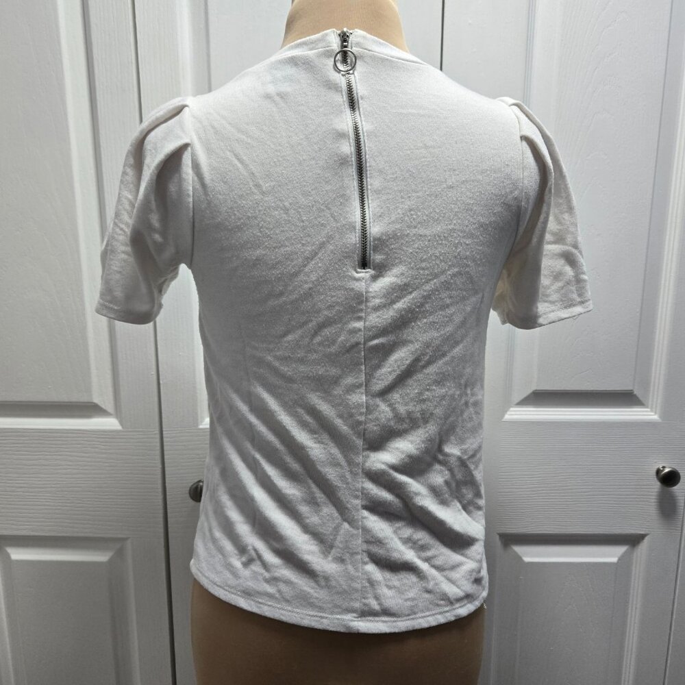 Forever 21 White Puffed Short Sleeve Shirt Small - Picture 2 of 4